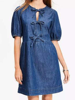 LOFT Denim Tie-Front dress size S